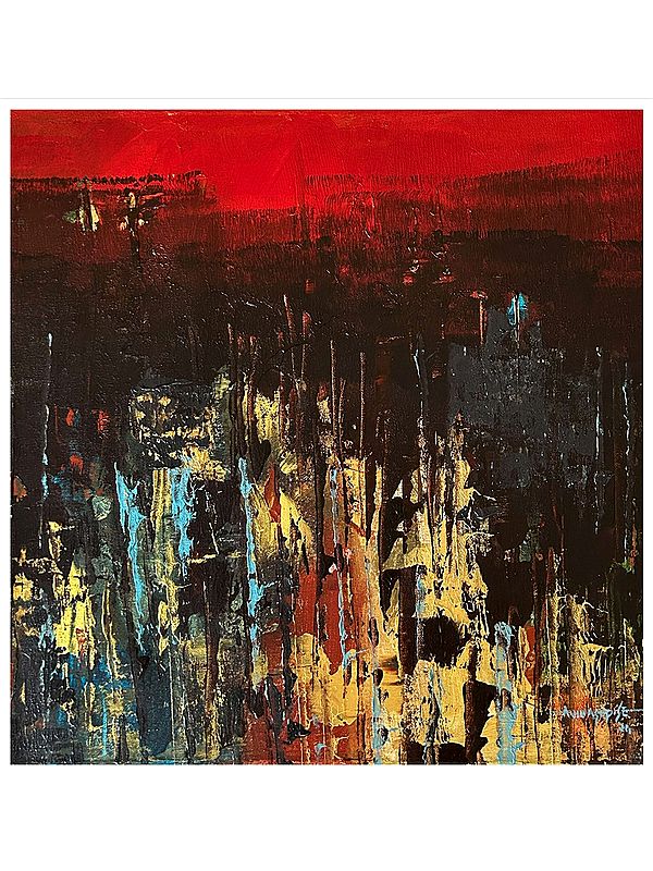 Embers of the Ancient Hearth | Acrylic on Canvas | Painting by Avinash Pise