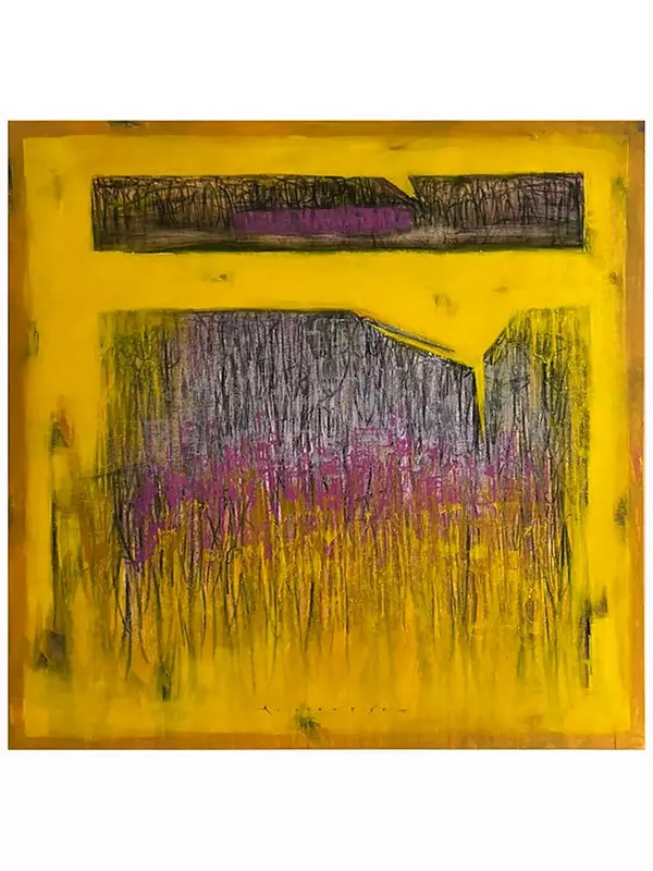 Abstract Mixed Media Artwork: Voice in Yellow by Avinash Pise