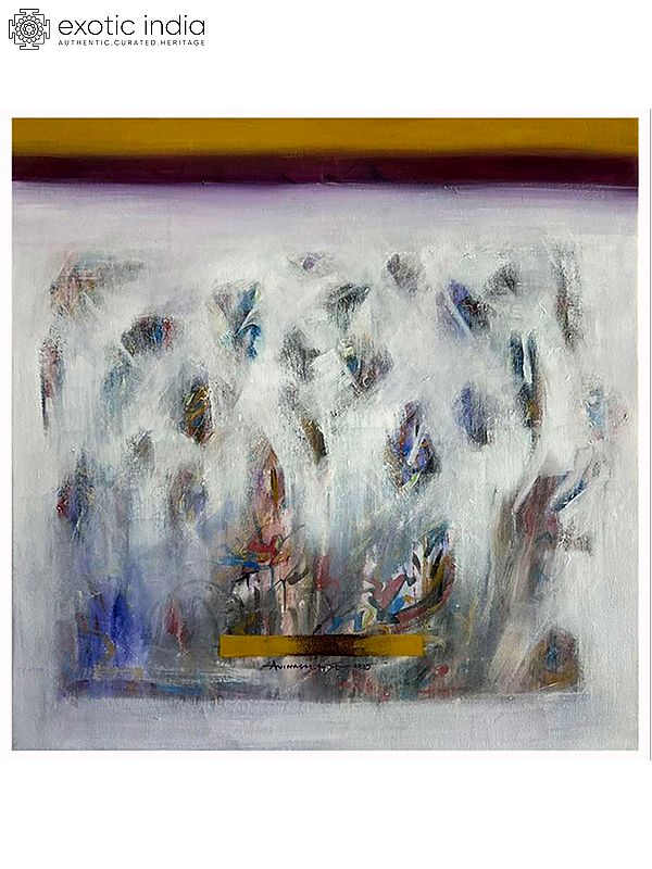 Avinash Pise: Soft Convergence - Abstract Acrylic and Charcoal Canvas Art