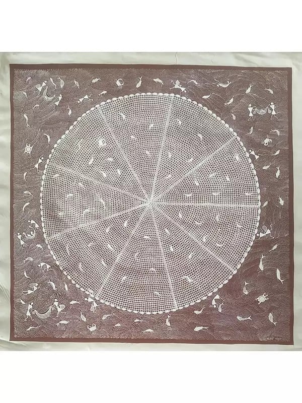 Fishing Net Warli Painting | Natural Color On Cotton Cloth | By Sanjay Balakrishna Parhad