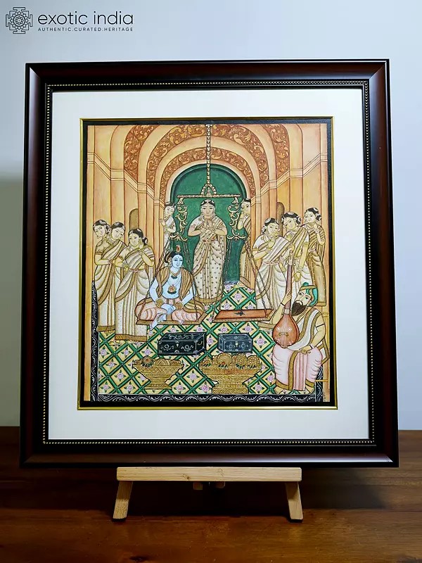 Shri Krishna Tulabharam | Mysore Traditional Painting | With Frame