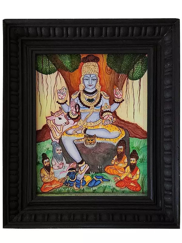 Dakshinamurthy Lord Shiva | Mysore Traditional Painting | With Frame