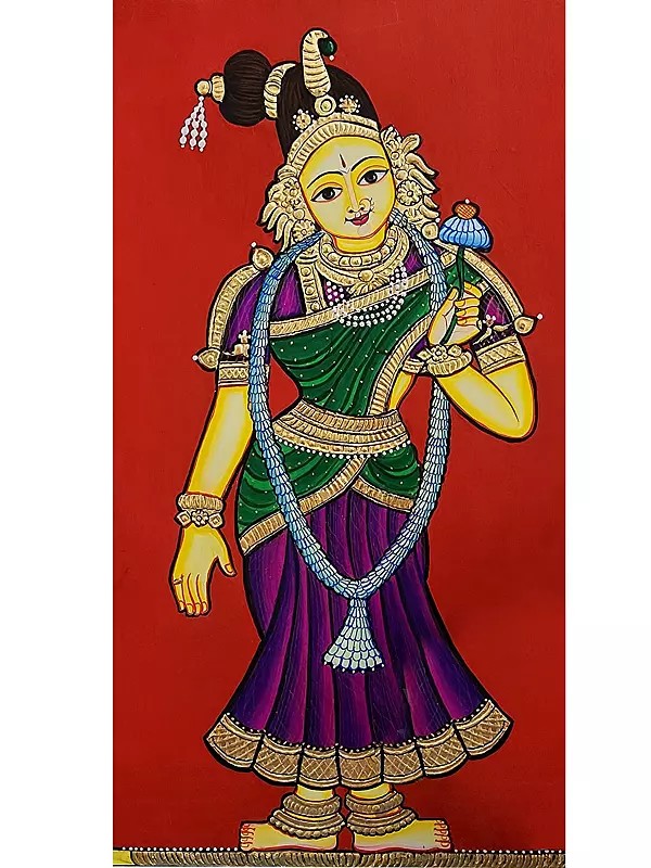 Goddess Andal | Mysore Traditional Painting | With Frame