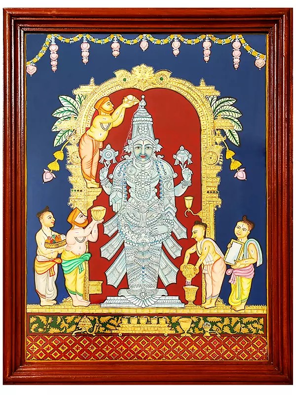 Shri Venkateshvara (Tirupati Balaji) Abhishekam | Mysore Traditional Painting | With Frame
