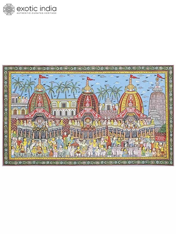 Jagannath Rath Yatra - Puri | Patachitra Art | Watercolor On Handmade Canvas | By Suryakanta Das