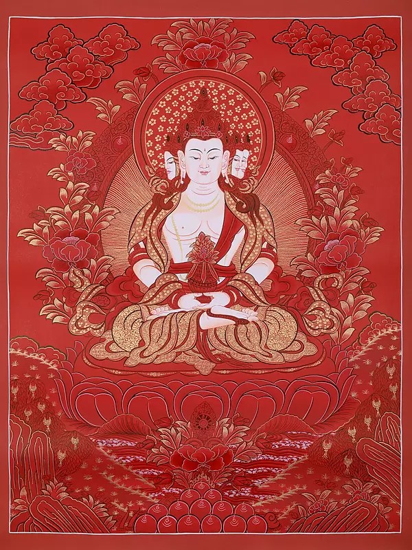 Four Headed Aparmita | Tibetan Thangka Painting