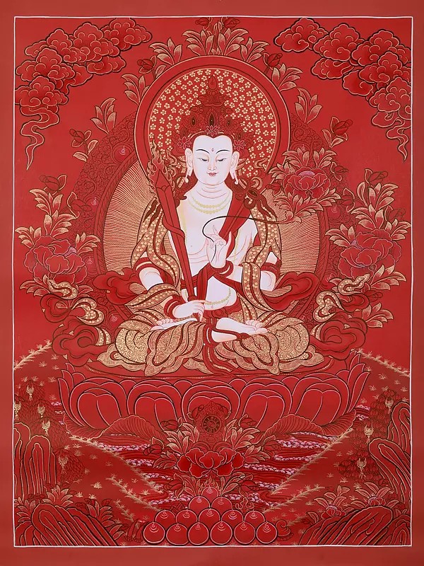 Akashgarbha Seated With Sword | Tibetan Thangka Painting