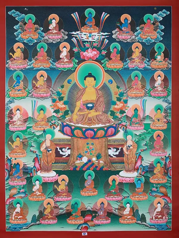 Shakyamuni Lord Buddha With Many Forms | Tibetan Thangka Painting