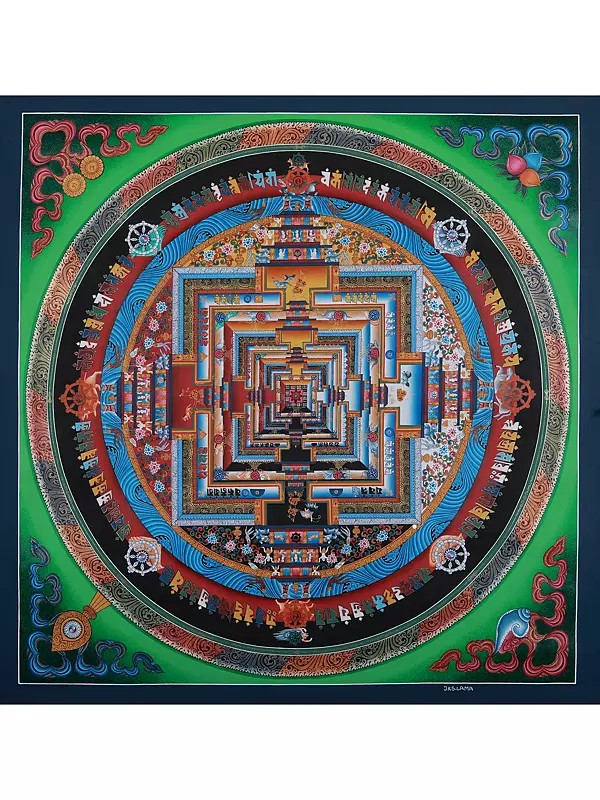 Mandala Chakra With Mantra | Tibetan Thangka Painting