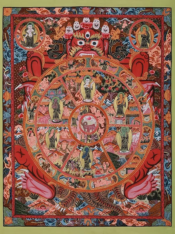 Tibetan Wheel Of Life Story | Brocadeless Thangka Painting