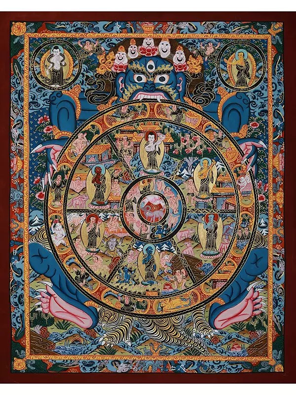 Life Wheel Of Tibetan | Brocadeless Thangka Painting