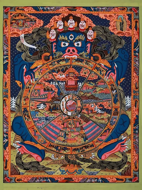 The Tibetan Mandala With Life Chakra | Brocadeless Thangka Painting