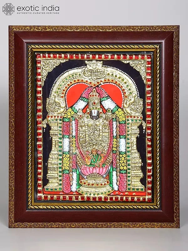 Lord Tirupati Balaji (Venkateshvara) | Framed Tanjore Painting