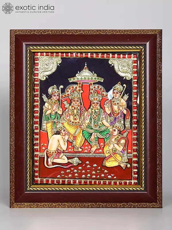 Shri Rama Darbar | Framed Tanjore Painting