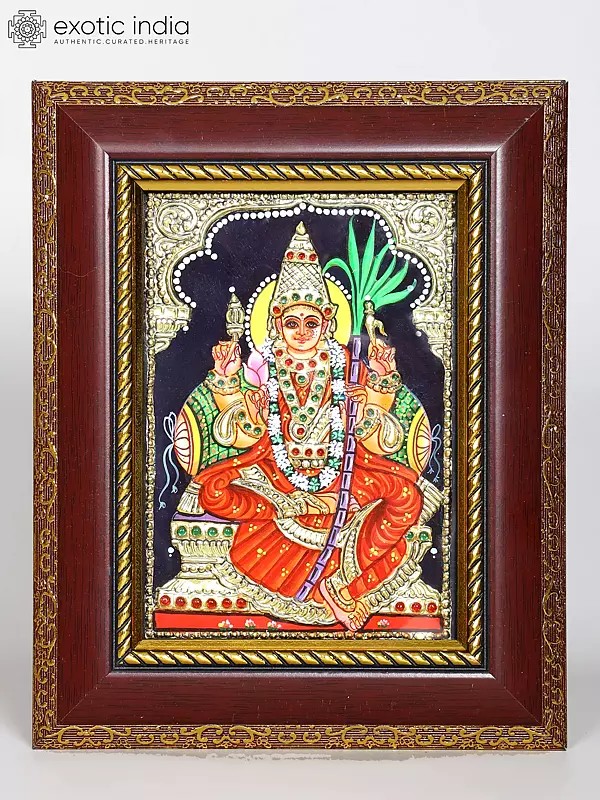 Goddess Rajarajeshvari (Kamakshi) | Framed Tanjore Painting