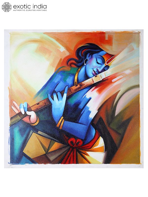 Lord Krishna with Flute | Oil Painting