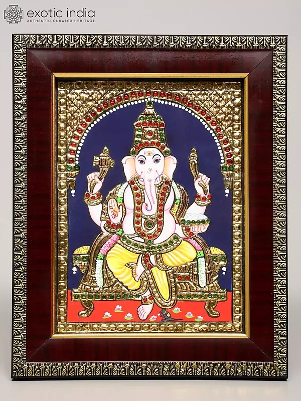 Bhagawan Ganapati | Framed Tanjore Painting