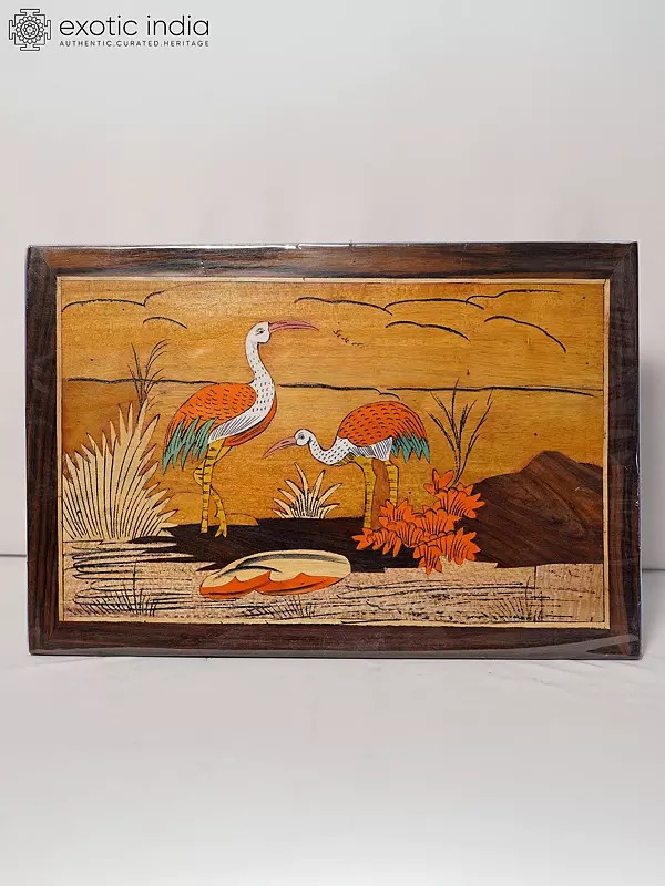 18" Beautiful Birds Near By The Lake | Rosewood Panel With Inlay Work