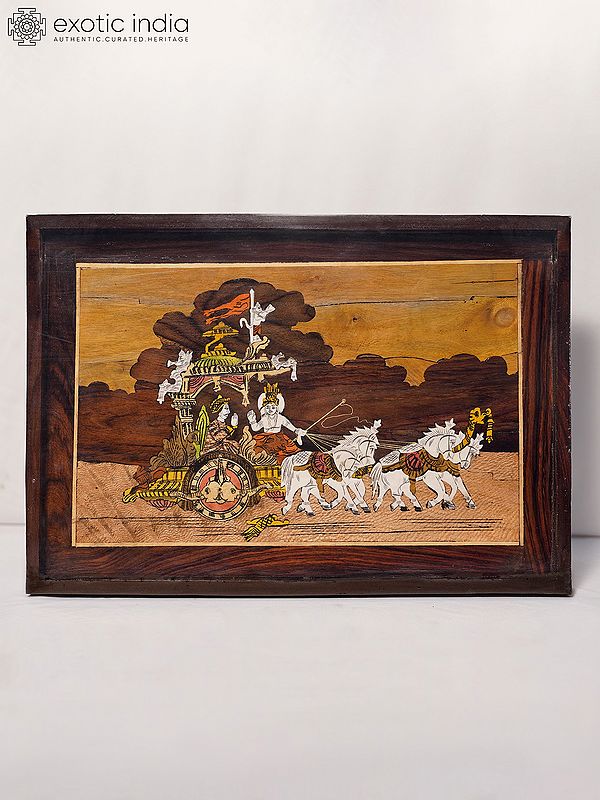 19" Geeta Upadesh In Kurukshetra | Rosewood Panel With Inlay Work