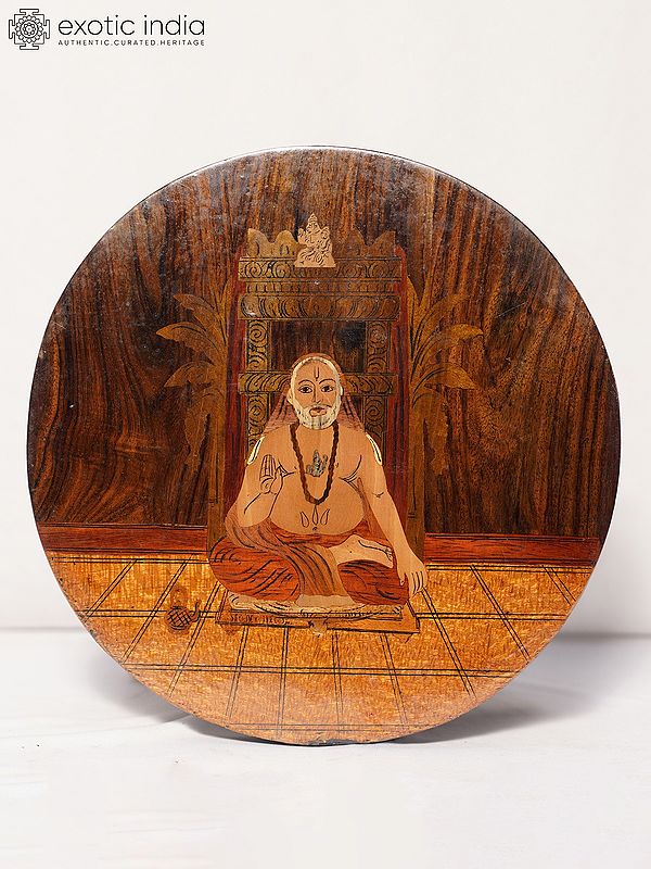 12" Shri Raghavendra Swamy | Rosewood Panel With Inlay Work