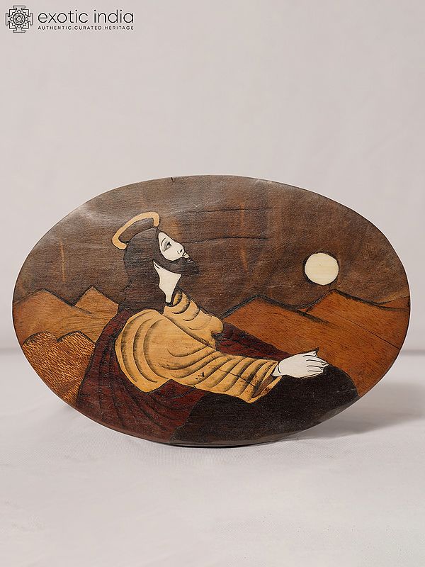 9" Jesus Sitting In The Moonlight | Rosewood Panel With Inlay Work