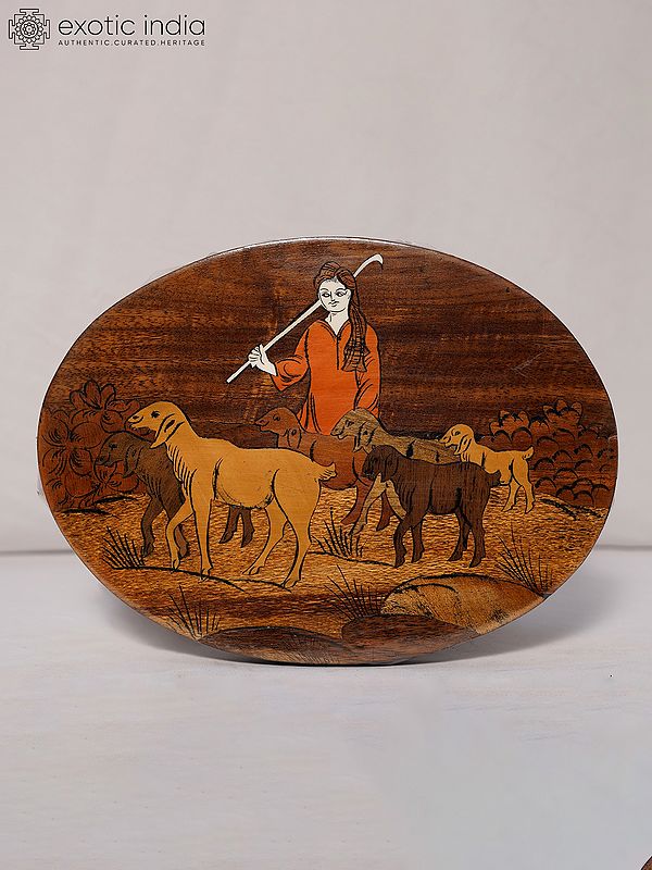 12" The Rural Life With Goats | Rosewood Panel With Inlay Work