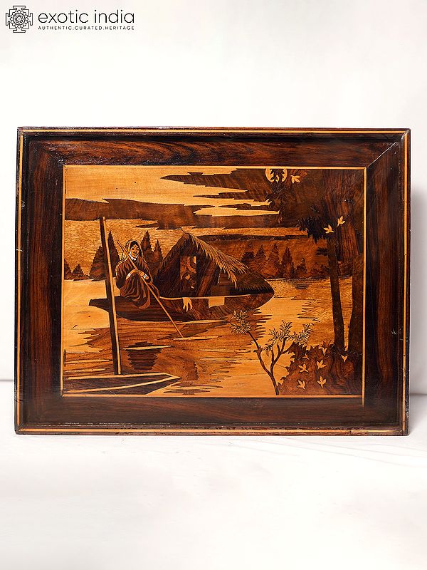 19" A Pleasant Evening | Rosewood Panel With Inlay Work