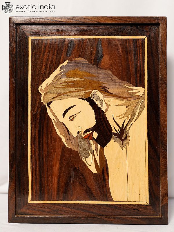 14" Jesus Christ In Deep Thinking | Rosewood Panel With Inlay Work