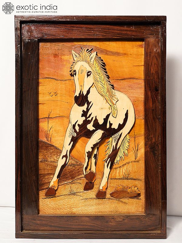 20" The Running Horse | Rosewood Panel With Inlay Work