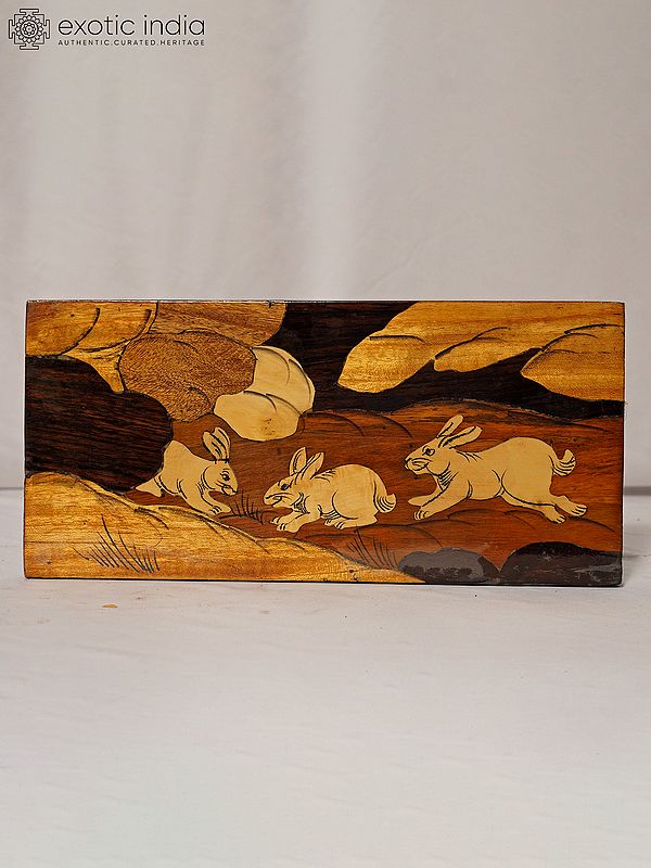 12" Playing Time With Cute Rabbits | Rosewood Panel With Inlay Work