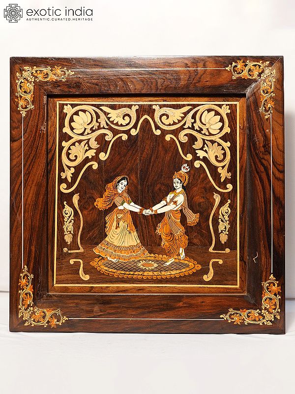 20" Radha Krishna Dance | Rosewood Panel With Inlay Work