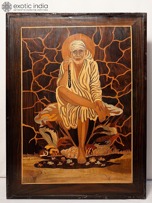 25" Seated Miraculous Sai | Rosewood Panel With Inlay Work