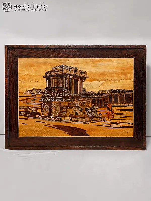 25" Virupaksha Temple Of Hampi | Rosewood Panel With Inlay Work