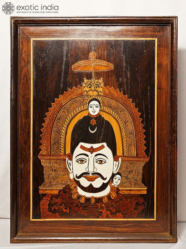 25" Lord Shiva As Shree Mallikarjun | Rosewood Panel With Inlay Work