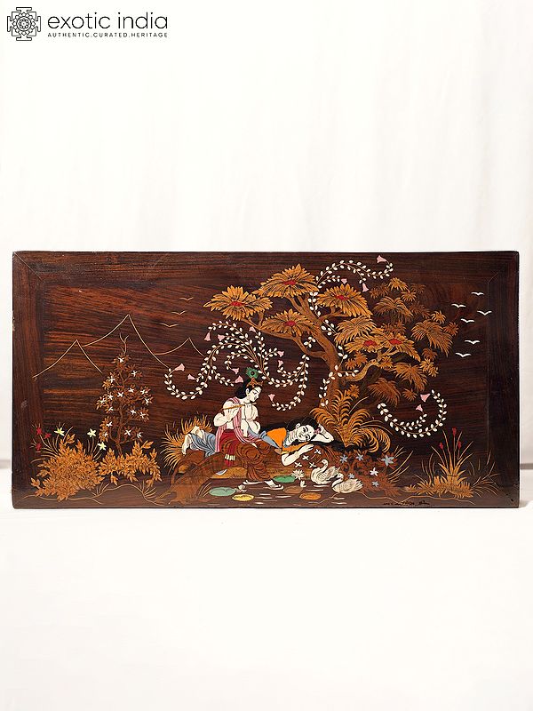 24" The Bond Of Love - Radha Krishna | Rosewood Panel With Inlay Work