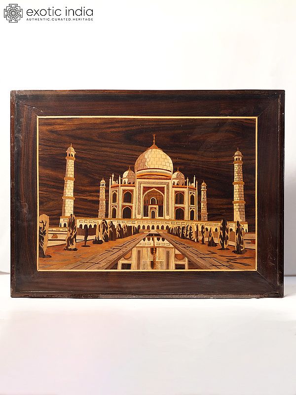 25" Beautiful View Of Taj Mahal | Rosewood Panel With Inlay Work