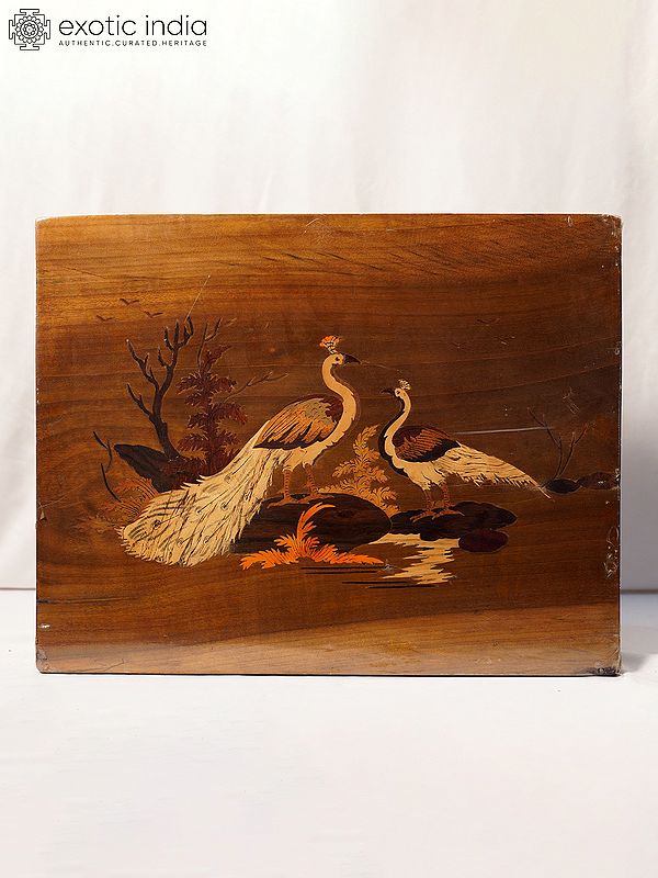 19" The Pair Of Peacock | Rosewood Panel With Inlay Work