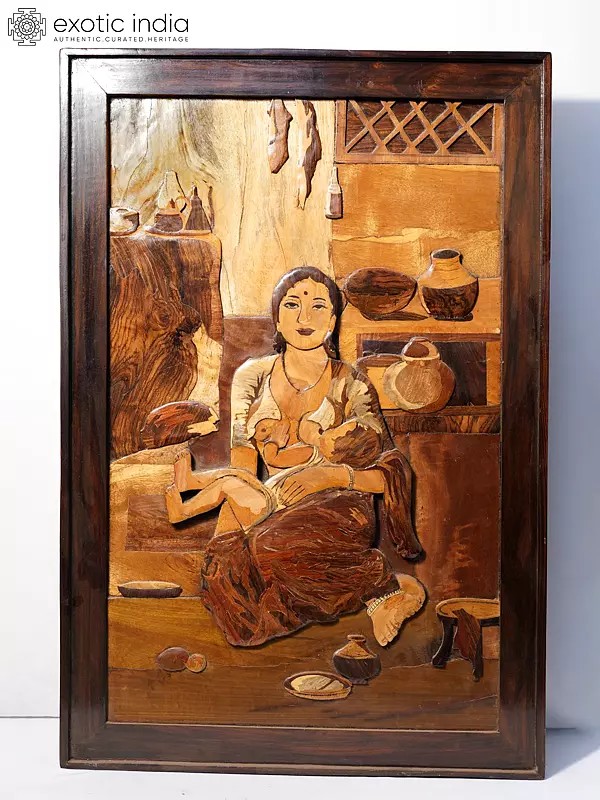 36" Incredible Love Of Mother | Rosewood Panel With Inlay Work