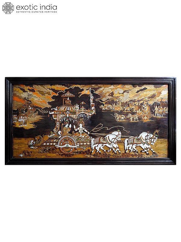 96" Unveiling The Eternal Path - Geeta Updesh | Rosewood Panel With Inlay Work