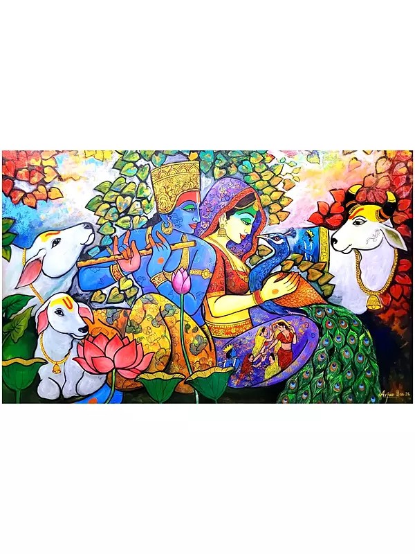 Radha-Krishna : The Eternal Bond  | Acrylic On Canvas | By Arjun Das