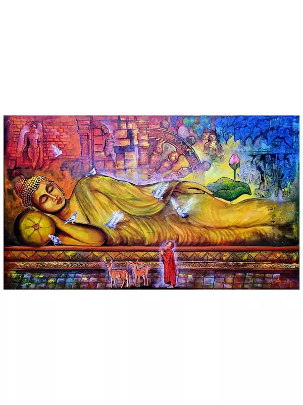 Sleeping Lord Buddha  | Acrylic On Canvas | By Arjun Das