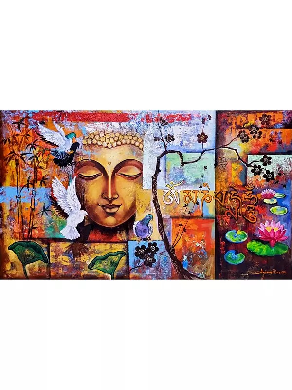 Divine Face Of Lord Buddha | Acrylic On Canvas | By Arjun Das