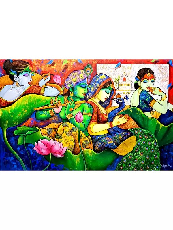 Devotion Of Lord Krishna | Acrylic On Canvas | By Arjun Das