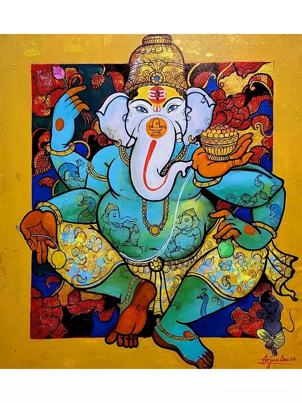 Vighnaharta Ganesha | Acrylic On Canvas | By Arjun Das