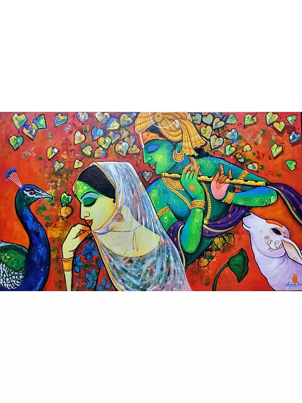 Lord Krishna With Radha | Acrylic On Canvas | By Arjun Das