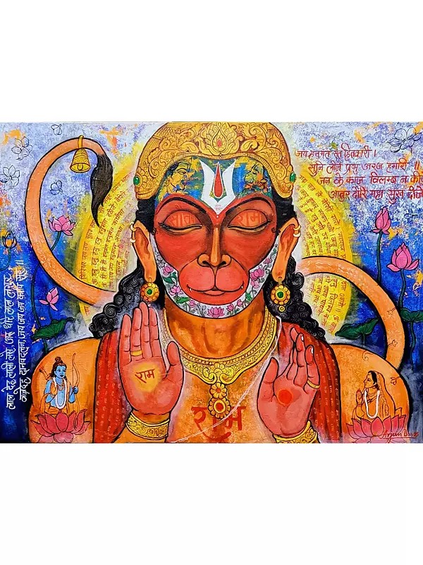 Devotion Of Lord Hanuman | Acrylic On Canvas | By Arjun Das