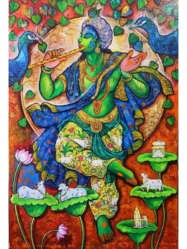 Lord Krishna's Raas Leela | Acrylic On Canvas | By Arjun Das