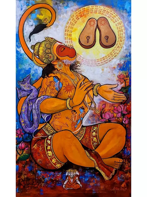 Devotion Of Hanuman | Acrylic On Canvas | By Arjun Das