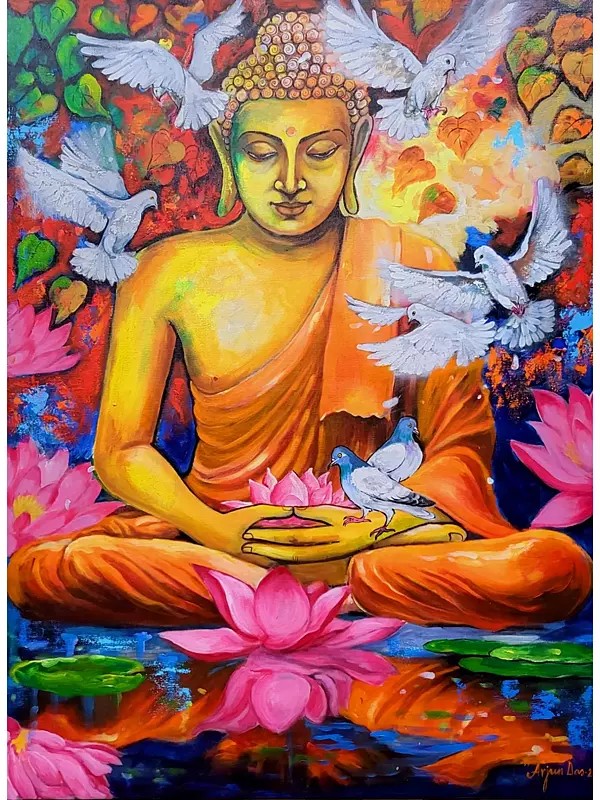 Lord Buddha In Dhyan Mudra | Acrylic On Canvas | By Arjun Das