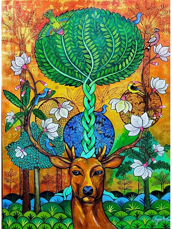Colorful Deer Forest (Nature Love) | Acrylic On Canvas | By Arjun Das